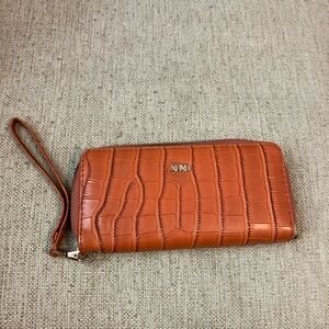 Xoxo burnt orange croc leather wallet